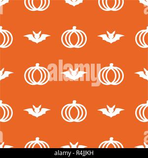 Seamless cute pumpkin in Halloween day on isolated orange background. Holiday and Culture concept. Wallpaper and line icons theme. Stock Vector
