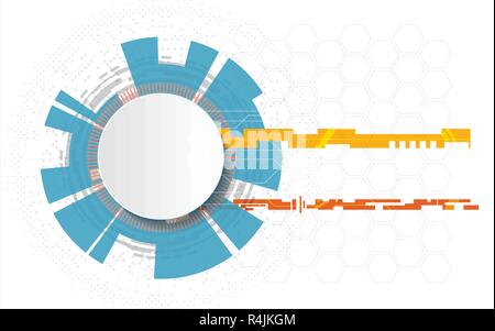 White technology circle and computer science abstract background with circuit line. Business and Connection. Futuristic and Industry 4.0 concept. Stock Vector