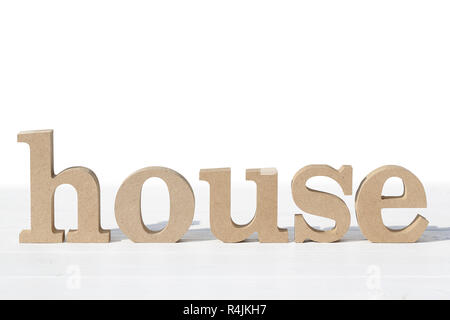 Word house made with wooden block wooden letters Stock Photo