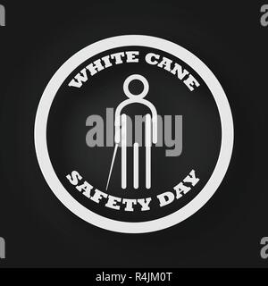 White Cane Safety Day people icon with stick as blind and disability concept. Vector illustration background Stock Vector