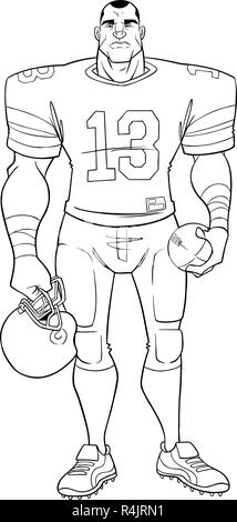 American Football Player Line Art Stock Vector