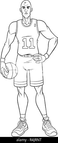 Basketball Player Line Art Stock Vector