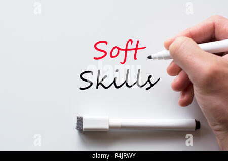 Soft skills written on whiteboard Stock Photo