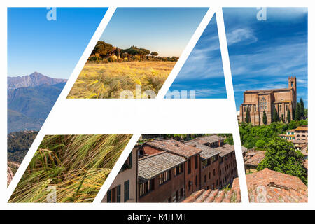 Collage of the hills in Tuscany Stock Photo