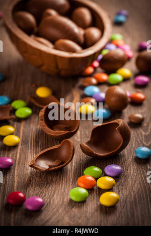 Assorted chocolate eggs for Easter Stock Photo