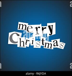 Merry Christmas - vector illustration made from anonymous newspaper letters Stock Vector