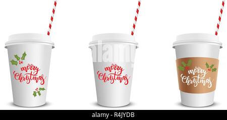 Three paper coffee cups Stock Vector