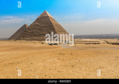 Great Egyptian pyramids in Giza, Cairo Stock Photo