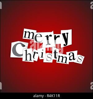 Merry Christmas - vector illustration made from anonymous newspaper letters Stock Vector