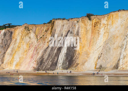 Famous multi coloured layered sands of the sandy cliffs of Alum Bay Cliffs. The different colours of sand can be clearly seen. The Needles. Isle of Wight. UK (98) Stock Photo