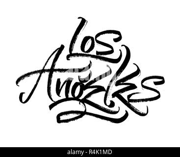 Los Angeles City Text Isolated On White For Calligraphy Lettering