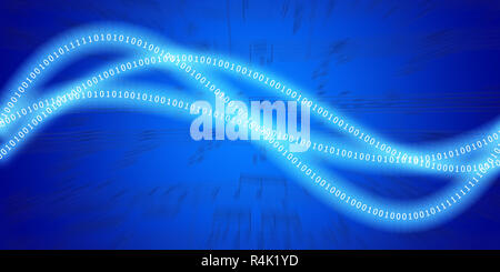 Sound waves in the form of sinusoids consisting of zeros and ones. Digitization of sound. Stock Photo