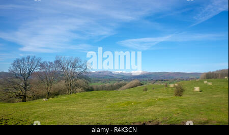 Snow topped English Lake district fell in Springtime Stock Photo