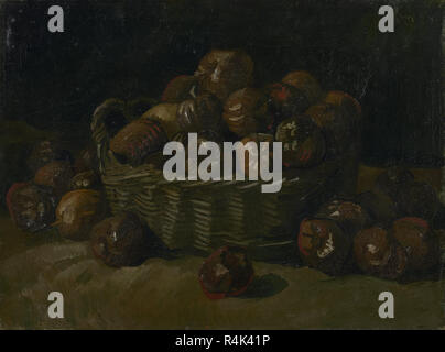 Basket of apples. Date/Period: September 1885 - 1885. Still life. Oil on canvas. Height: 40.5 cm (15.9 in); Width: 60.4 cm (23.7 in). Author: VINCENT VAN GOGH. Stock Photo