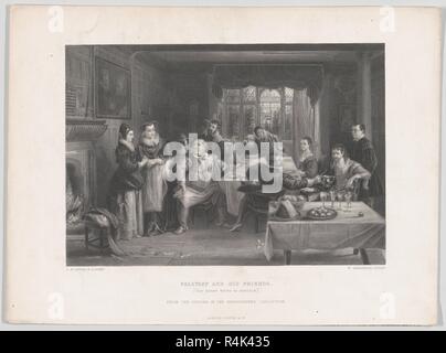 Falstaff and His Friends ('The Merry Wives of Windsor'). Artist: After Charles Robert Leslie (British, London 1794-1859 London). Dimensions: sheet (trimmed within plate): 9 3/4 x 13 1/16 in. (24.8 x 33.2 cm). Engraver: William Greatbach (British, Stoke-on-Trent 1802-1894 London). Publisher: Virtue & Co., Ltd. (London). Subject: William Shakespeare (British, Stratford-upon-Avon 1564-1616 Stratford-upon-Avon). Date: 1868. Museum: Metropolitan Museum of Art, New York, USA. Stock Photo