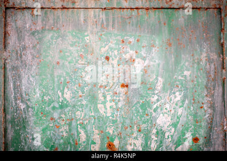 Old green rusted metal background Stock Photo