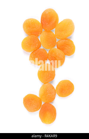 Flower lined with dried apricots isolated on the white background Stock Photo
