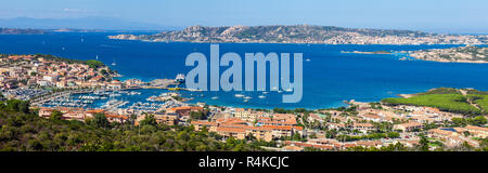 Panorama view of Palau cityscape on coast line of mediterranean sea in Sardinia island, Italy Stock Photo