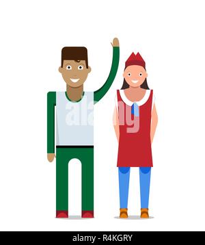 Man and woman on a white background. Vector illustration Stock Vector