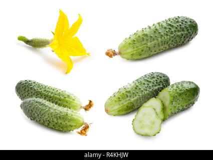 Cucumbers isolated on white background with clipping path. Stock Photo