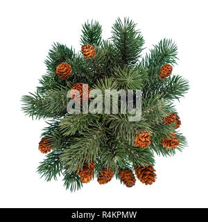 Christmas small green wreath with cones at wood board. Copy space,  template. Festive theme Stock Photo - Alamy