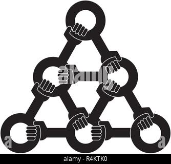 constrained  hierarchy  - firmly linked    network units Stock Vector