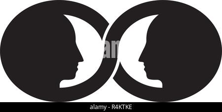 eternal  connection  two people facing each other in symbolic everlasting relationship cycle Stock Vector