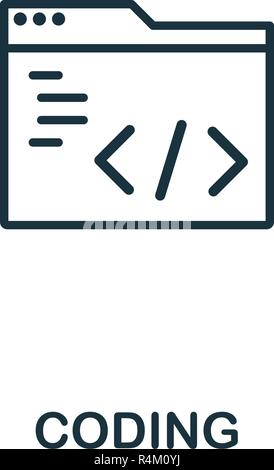 Coding icon. Premium style design from design ui and ux collection. Pixel perfect coding icon for web design, apps, software, printing usage. Stock Vector