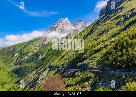 Road D918  Col Aubisque, French Pyrenees. From Eaux-Bonnes to Gourette Stock Photo