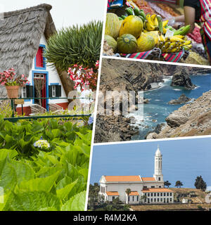 Collage of Madeira (Portugal) images - travel background (my photos) Stock Photo