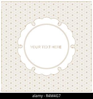 Invitation template frame.Geometric gold lines .Based on japanese pattern.Editable objects layers. Stock Vector
