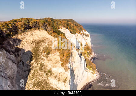 The picturesque coastal landscape of the Danish Baltic Sea island of Møn is known for its chalk cliffs. Stock Photo