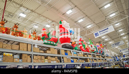 Christmas sales at Lowe's outdoor store. Stock Photo