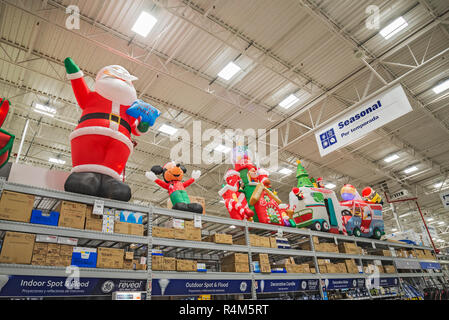 Christmas sales at Lowe's outdoor store. Stock Photo