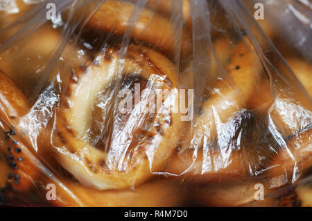 Crackers in a plastic bag.Good food for tea. Stock Photo