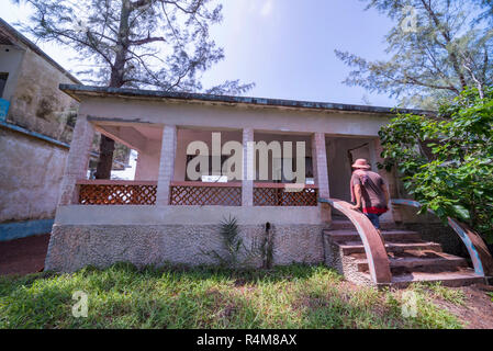 The abandoned hotel on Paradise, Santa Carolina Island in Mozambique. Stock Photo