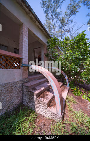 The abandoned hotel on Paradise, Santa Carolina Island in Mozambique. Stock Photo