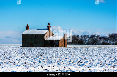 Derelict Farmhouse near Ormskirk, Lancashire, UK Stock Photo