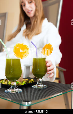 Wellness - Chlorophyll-Shake on a table Stock Photo