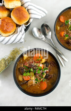 Italian Beef Stew with Rolls Stock Photo