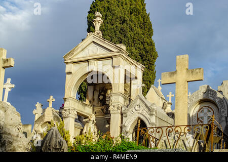 Memorial monuments and crosses on cimetiere du cimiez graveyard in Nice France Stock Photo