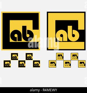 art taxi logo typographic black and yellow, cab Stock Vector