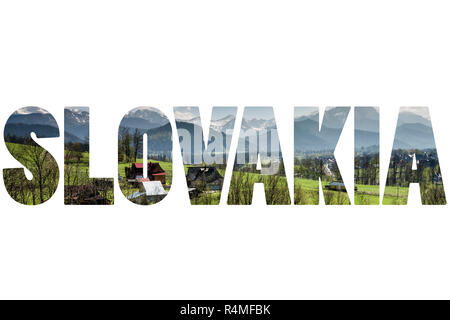 Word SLOVAKIA over traditional landscape Stock Photo