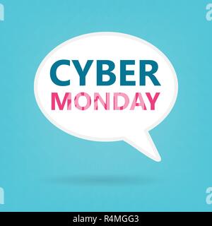 cyber monday text  on a speech bubble- vector illustration Stock Vector