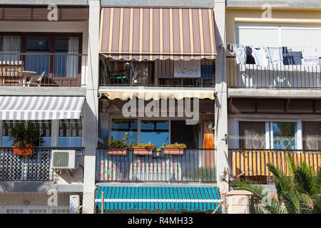 Spanish apartments shielded from the sun with blinds, almeria, spain Stock Photo