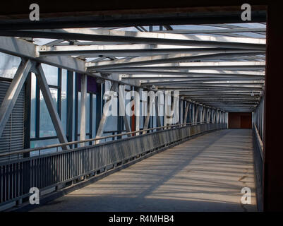 elevated pedestrian crossing in summer in Moscow, Russia Stock Photo