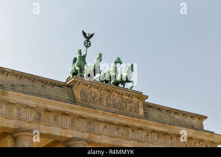 Branderburg Gate against clear blue sky in Berlin, Germany. Stock Photo