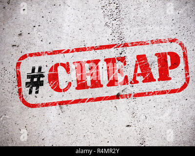 Hashtag Cheap on the wall Stock Photo