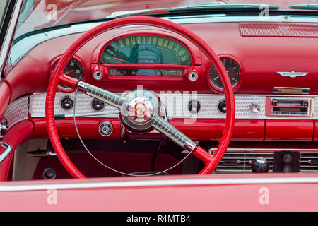 1955 Convertible Ford Thunderbird interior. Classic American T bird ...