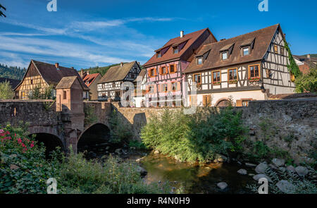 Old town Kaysersberg in the Alsace region on a sunny fall day. Stock Photo